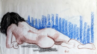 Drawing titled "Laetitia 003" by Alain Ravaut, Original Artwork, Pastel