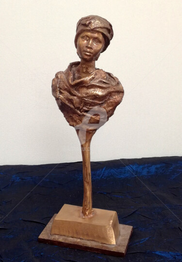Skulptur mit dem Titel "Pierrette-au-turban…" von Alain Ravaut, Original-Kunstwerk, Bronze
