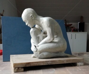 Sculpture titled "Le guetteur" by Alain Ravaut, Original Artwork, Terra cotta