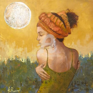 Pintura intitulada "Silver moon" por Alain Ravaut, Obras de arte originais, Acrílico