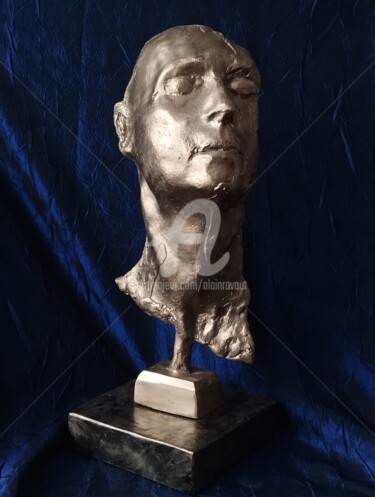 Skulptur mit dem Titel "Les yeux clos  2 / 3" von Alain Ravaut, Original-Kunstwerk, Bronze