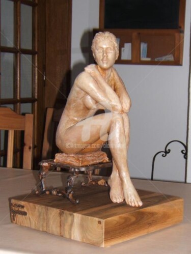 Sculpture titled "Modèle assis(terre…" by Alain Ravaut, Original Artwork