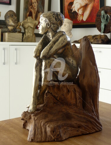 Скульптура под названием "modèle assis" - Alain Ravaut, Подлинное произведение искусства, Металлы