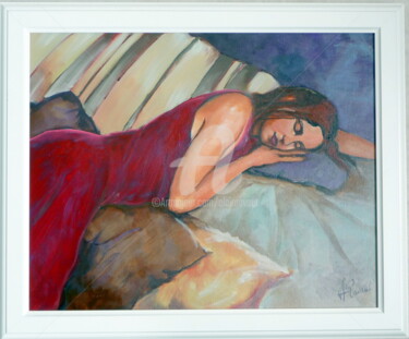 Painting titled "Repos estival" by Alain Ravaut, Original Artwork, Oil