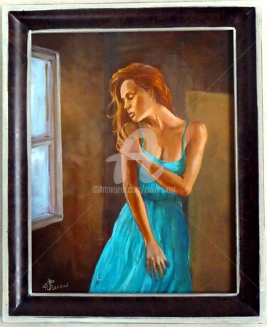 Peinture intitulée "Irina à la fenêtre" par Alain Ravaut, Œuvre d'art originale, Huile