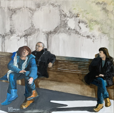 Painting titled "CONVERSATION D'AUTO…" by Alain Rouschmeyer, Original Artwork, Acrylic