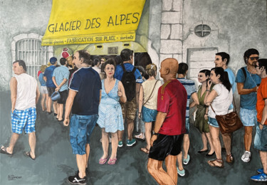 LE GLACIER Peinture intitulée "LE GLACIER" par Alain Rouschmeyer, Œuvre d'art originale, Acrylique Monté sur Châssis en bois