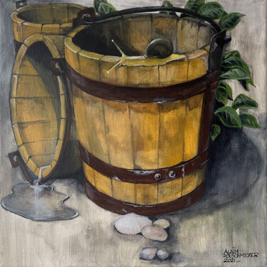 DESORDRE : LES SEAUX ABANDONNES Peinture intitulée "DESORDRE : LES SEAU…" par Alain Rouschmeyer, Œuvre d'art originale, Acrylique Monté sur Châssis