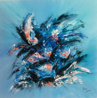 Painting titled "Bleu océan" by Alain Somma, Original Artwork, Acrylic