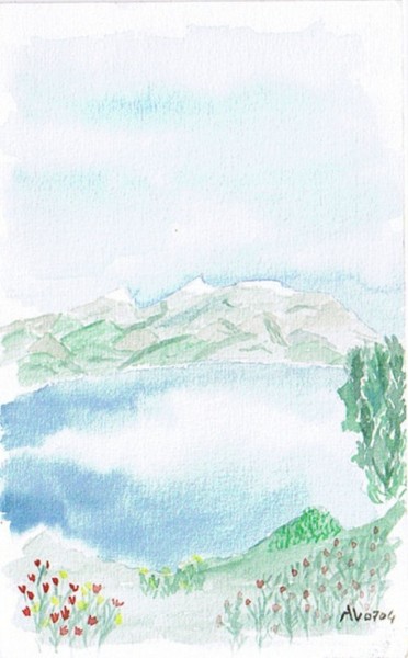 Painting titled "Lac de montagne" by Alainv, Original Artwork