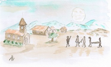 Peinture intitulée "La fête du village" par Alainv, Œuvre d'art originale