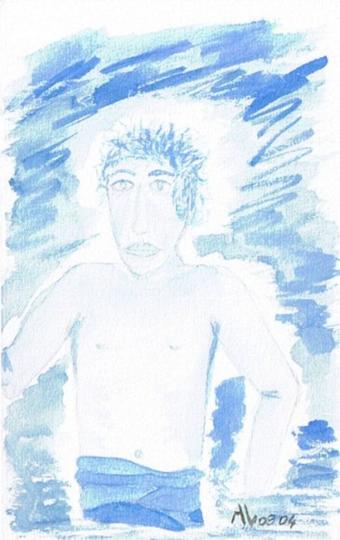 Painting titled "L'homme bleu" by Alainv, Original Artwork