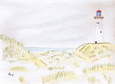 Painting titled "Le phare" by Alainv, Original Artwork