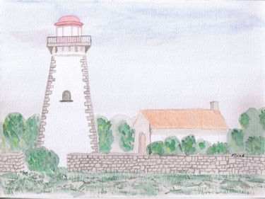 Painting titled "Le phare 2" by Alainv, Original Artwork