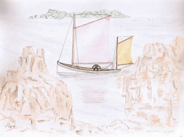 Peinture intitulée "un bateau en Bretag…" par Alainv, Œuvre d'art originale