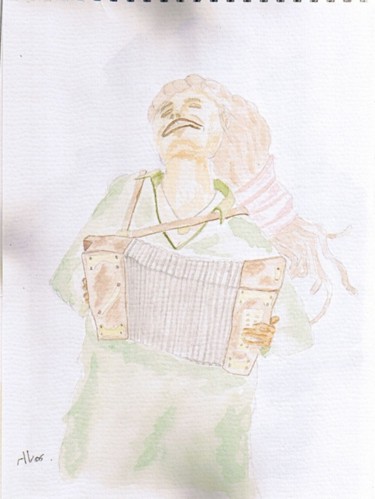 Peinture intitulée "L'accordéoniste" par Alainv, Œuvre d'art originale