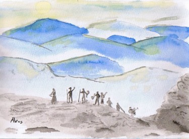 Peinture intitulée "Escapade en Montagne" par Alainv, Œuvre d'art originale