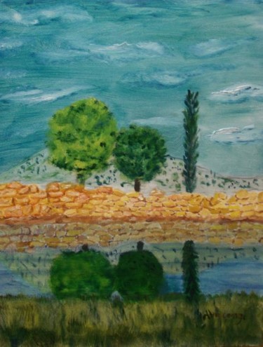 Painting titled "Reflets sur la rivi…" by Alainv, Original Artwork