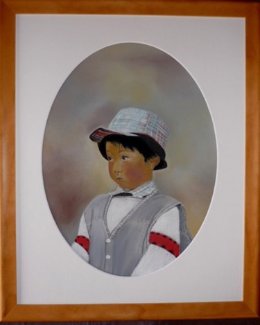 Peinture intitulée "Enfant TIBETAIN" par Alain Vasselin, Œuvre d'art originale