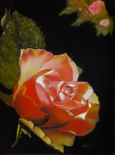 Painting titled "Rose jaune" by Alain Vasselin, Original Artwork