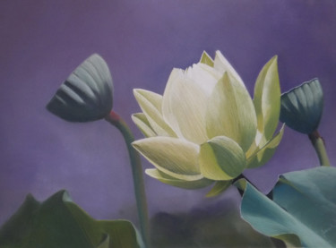 Peinture intitulée "lotus.jpg" par Alain Vasselin, Œuvre d'art originale, Pastel