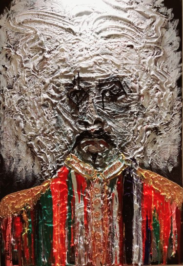 Painting titled "The Gentleman head…" by Rachid Alami Idrissi, Original Artwork, Acrylic Mounted on Wood Stretcher frame