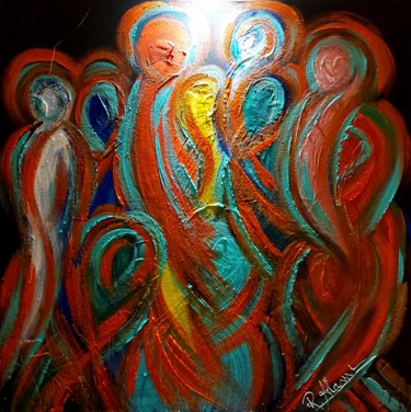Painting titled "Joy's company" by Rachid Alami Idrissi, Original Artwork, Acrylic Mounted on Wood Stretcher frame