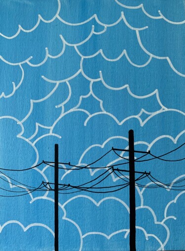 Peinture intitulée "Dans les nuages" par Alamourisca, Œuvre d'art originale, Marqueur