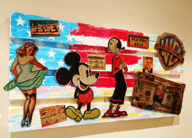 Collages intitulée "Mickey & Olive" par Alan Berg, Œuvre d'art originale