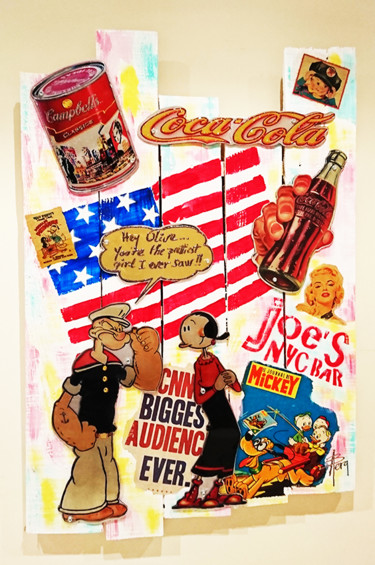 Collages intitolato "Popeye & Olive" da Alan Berg, Opera d'arte originale