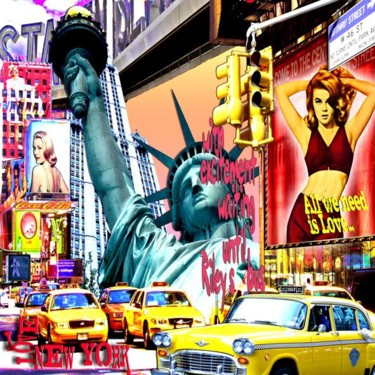 Collages intitulée "Miss Liberty" par Alan Berg, Œuvre d'art originale