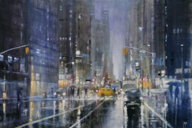 Painting titled "Downtown New York" by Alan Harris, Original Artwork, Acrylic