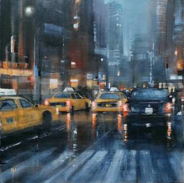 Painting titled "The city never slee…" by Alan Harris, Original Artwork, Acrylic