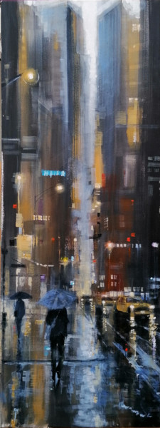 Painting titled "Nights of Manhattan" by Alan Harris, Original Artwork, Acrylic