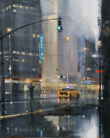 Peinture intitulée "Off street parking" par Alan Harris, Œuvre d'art originale, Acrylique