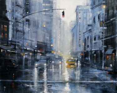 Pittura intitolato "Urban Downpour" da Alan Harris, Opera d'arte originale, Acrilico