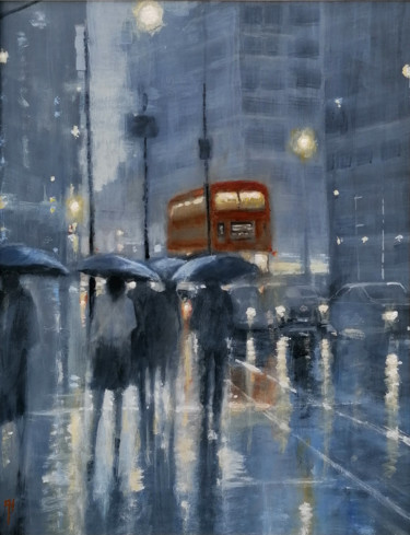 Malerei mit dem Titel "A London Bridge" von Alan Harris, Original-Kunstwerk, Acryl