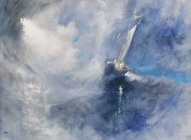 Peinture intitulée "Battling the Storm" par Alan Harris, Œuvre d'art originale, Acrylique