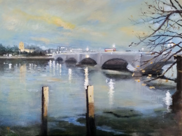 Painting titled "Putney Bridge, Lond…" by Alan Harris, Original Artwork, Acrylic