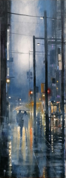 Картина под названием "Urban Nocturne" - Alan Harris, Подлинное произведение искусства, Акрил