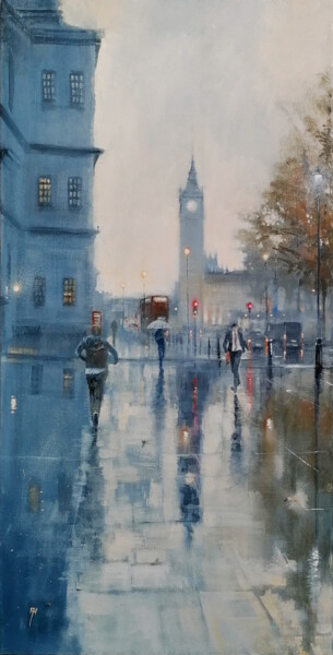 Malerei mit dem Titel "Parliament Square L…" von Alan Harris, Original-Kunstwerk, Acryl