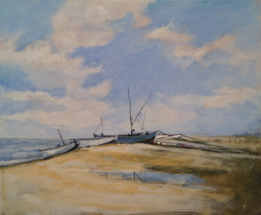 Painting titled "Along the beach" by Alan Harris, Original Artwork, Acrylic