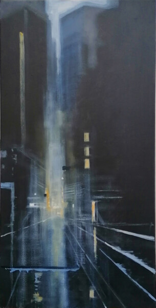 City night Painting titled "City night" by Alan Harris, Original Art, Acrylic