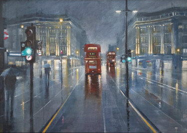 Картина под названием "Late Night, Oxford…" - Alan Harris, Подлинное произведение искусства, Акрил