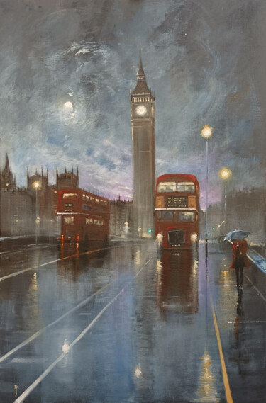 Pintura titulada "London Nights..Home…" por Alan Harris, Obra de arte original, Acrílico