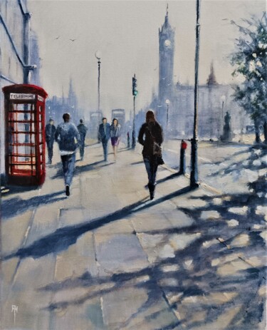 Painting titled "Summer Haze , London" by Alan Harris, Original Artwork, Acrylic