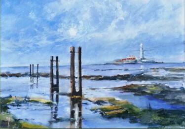 Картина под названием "Low tide St Mary's…" - Alan Harris, Подлинное произведение искусства, Акрил