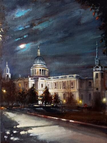 Pintura intitulada "Late Night London,…" por Alan Harris, Obras de arte originais, Acrílico