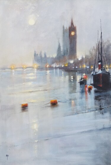 Картина под названием "Westminster Twilight" - Alan Harris, Подлинное произведение искусства, Акрил