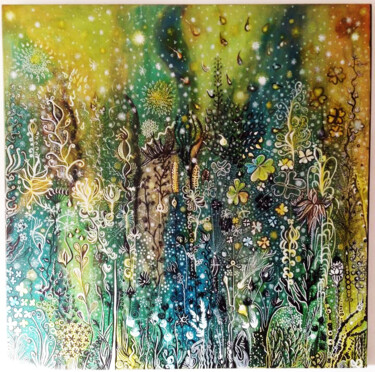 Painting titled "Forêt enchantée" by Albane-Charlotte Vitalis, Original Artwork, Acrylic